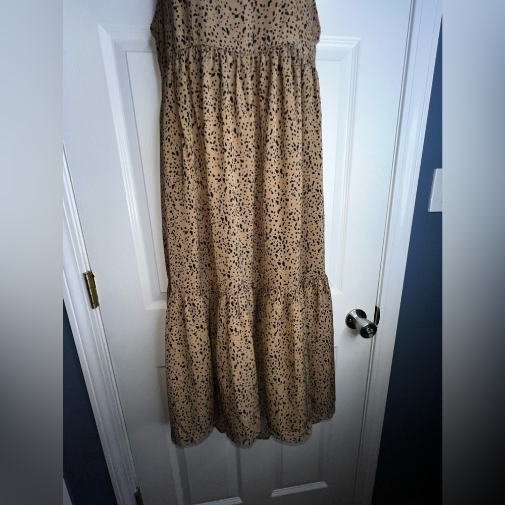 NWT Mittoshop Women’s Small Brown Animal Print Sleeveless Tiered Midi Dress S - Picture 15 of 16